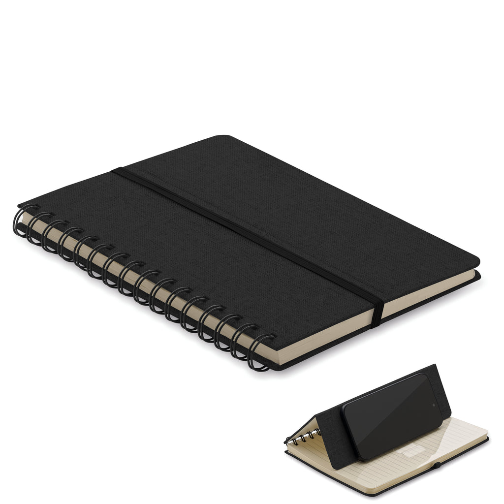 STRATA – A5 notebook with phone holder – Black