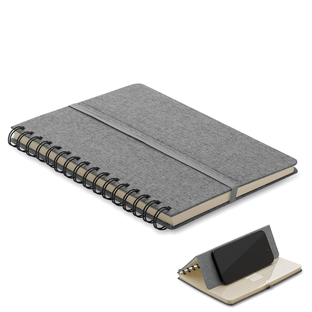 STRATA – A5 notebook with phone holder – Grey