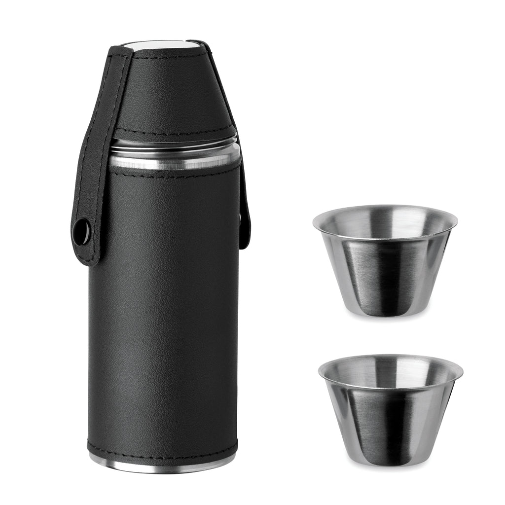 COCOON – Hip flask with shot cups – Black