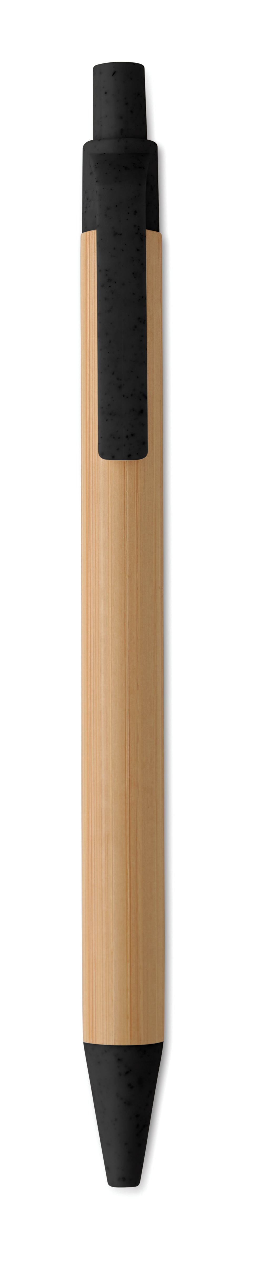 ITEA COLOUR – Push button ball pen in bamboo – item picture top