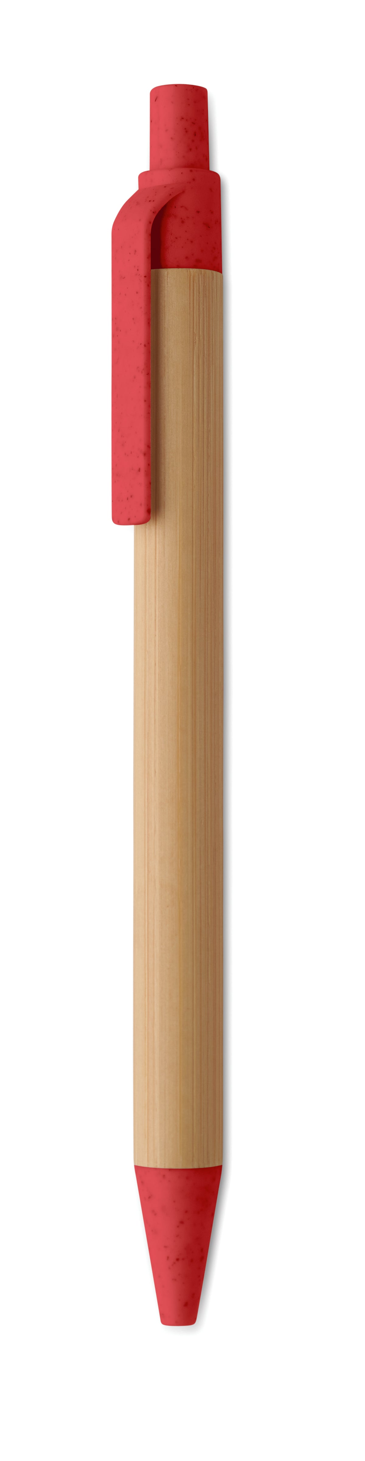 ITEA COLOUR – Push button ball pen in bamboo – Red