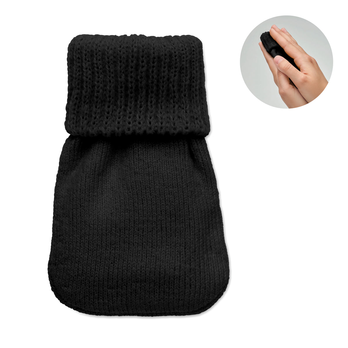 WARMMUFF – Hand warmer knitted polyester – Black