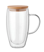 TEROL – Double wall glass mug 450ml – Transparent