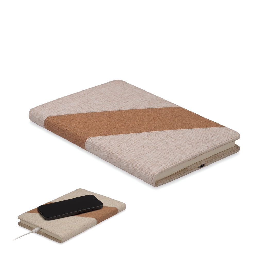 CORTONA – A5 notebook with 15W charger – Beige