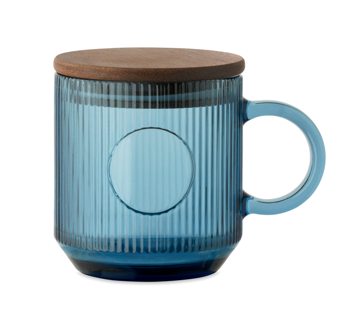 VITRIO MUG – Ribbed glass mug 300ml – Transparent Blue