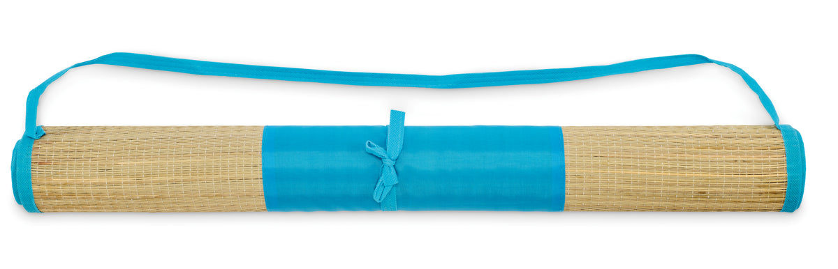 RAFIA – Natural straw beach mat – Turquoise
