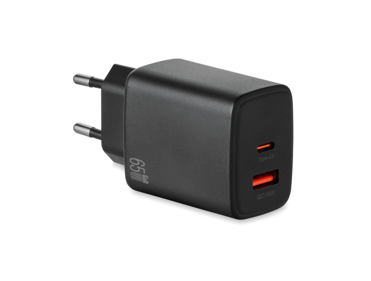 EXTEN – EU 2-pole wall adapter/charger – Black
