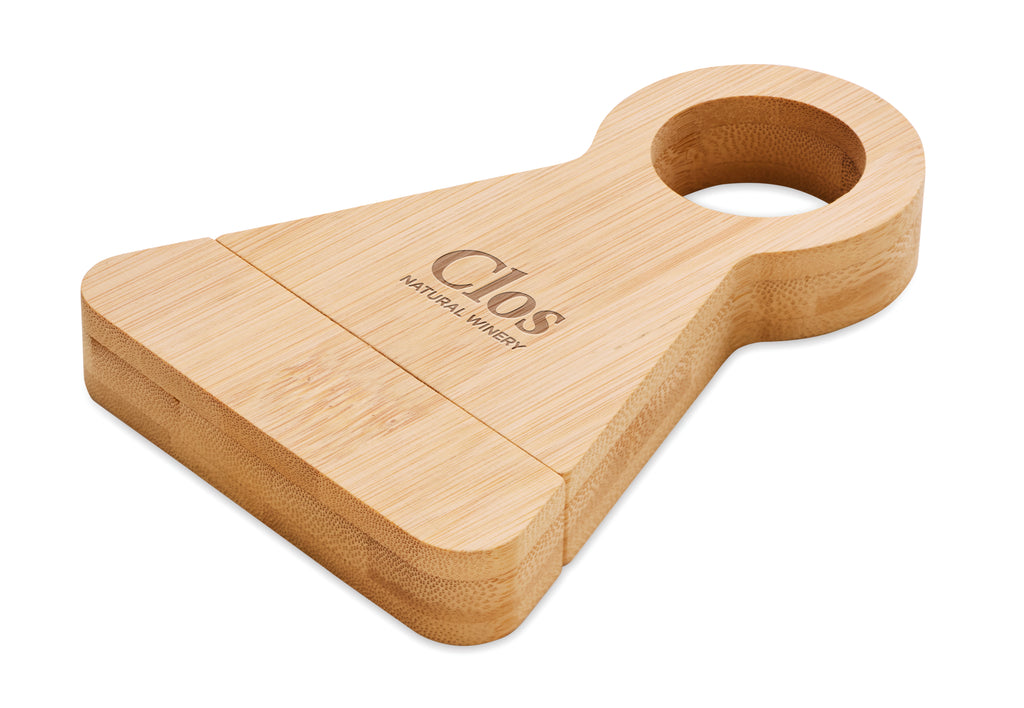 STANDTURN – Bamboo bottle stand & opener – item picture printed