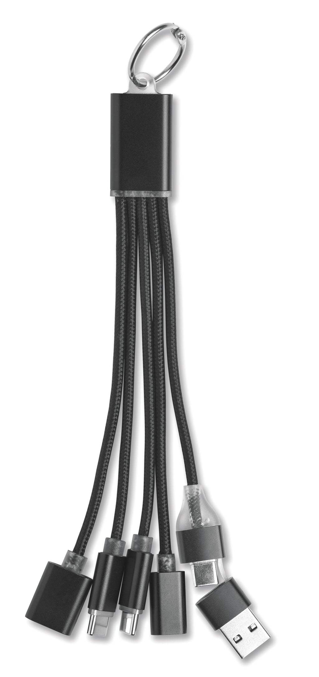 HUBLUE – 5-in-1 charging cable keyring – Black