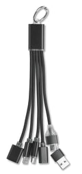 HUBLUE – 5-in-1 charging cable keyring – Black