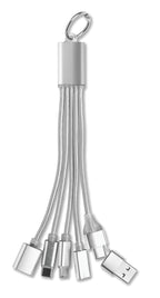 HUBLUE – 5-in-1 charging cable keyring – Silver