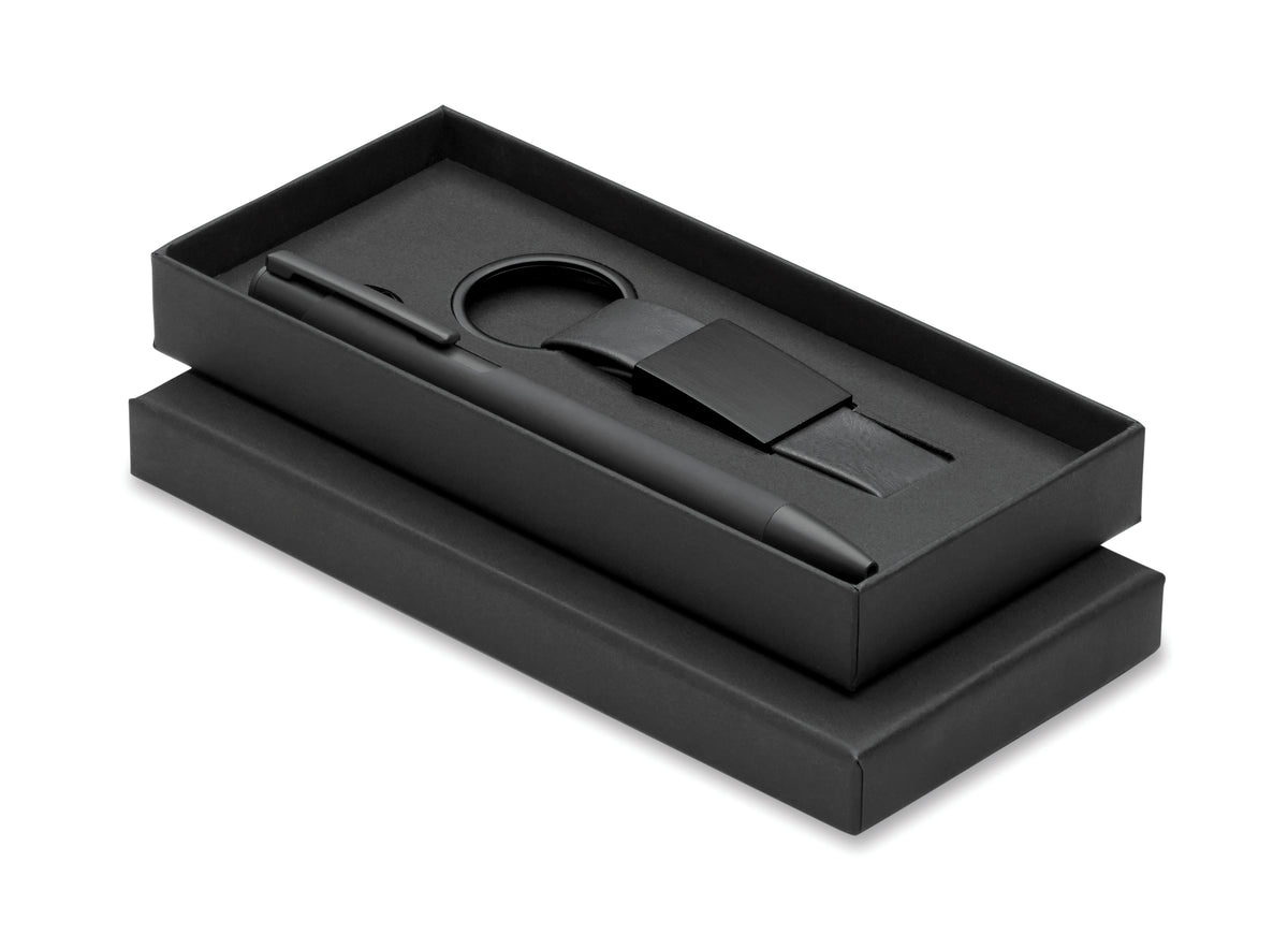 ESCRI SET – Ball pen & PU Keyring set – Black