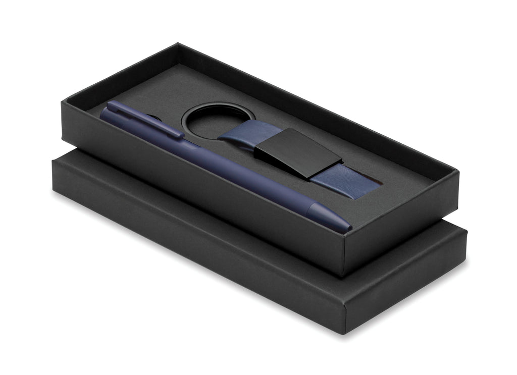 ESCRI SET – Ball pen & PU Keyring set – Blue