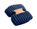 NIEVE – RPET fleece striped blanket – Blue
