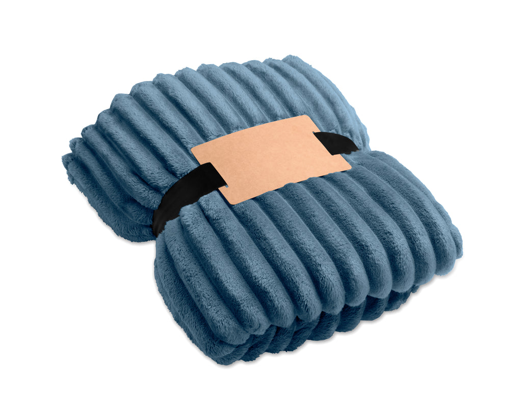 NIEVE – RPET fleece striped blanket – Petrol