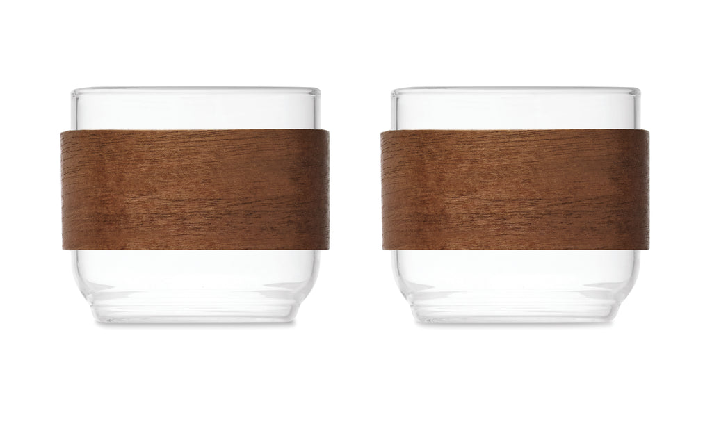 BOGOTA SET – Coffee glass set walnut grip – item picture open