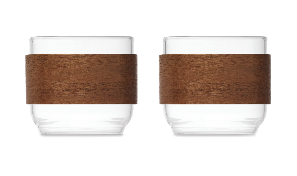 BOGOTA SET – Coffee glass set walnut grip – item picture open