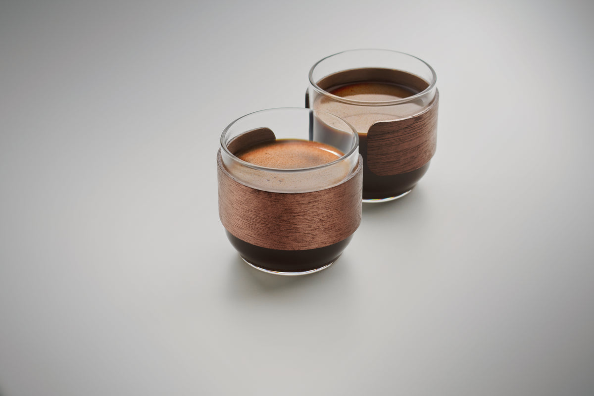 BOGOTA SET – Coffee glass set walnut grip – item picture top