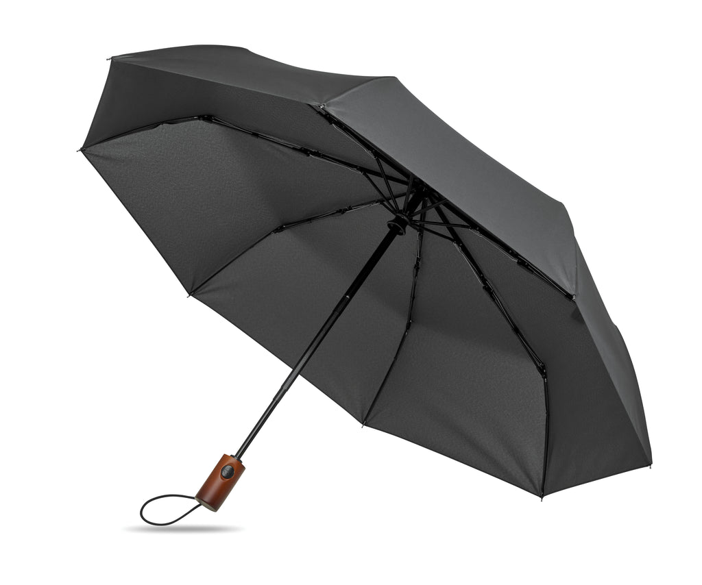 RAYNA FOLD – 21" auto umbrella wood handle – Stone Grey