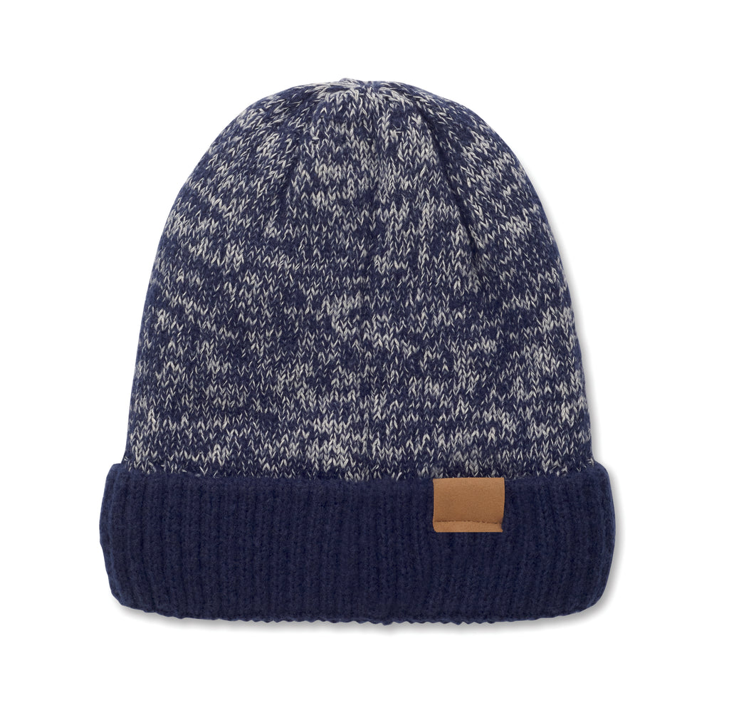 PUNTOS – Knitted beanie with cuff – Blue