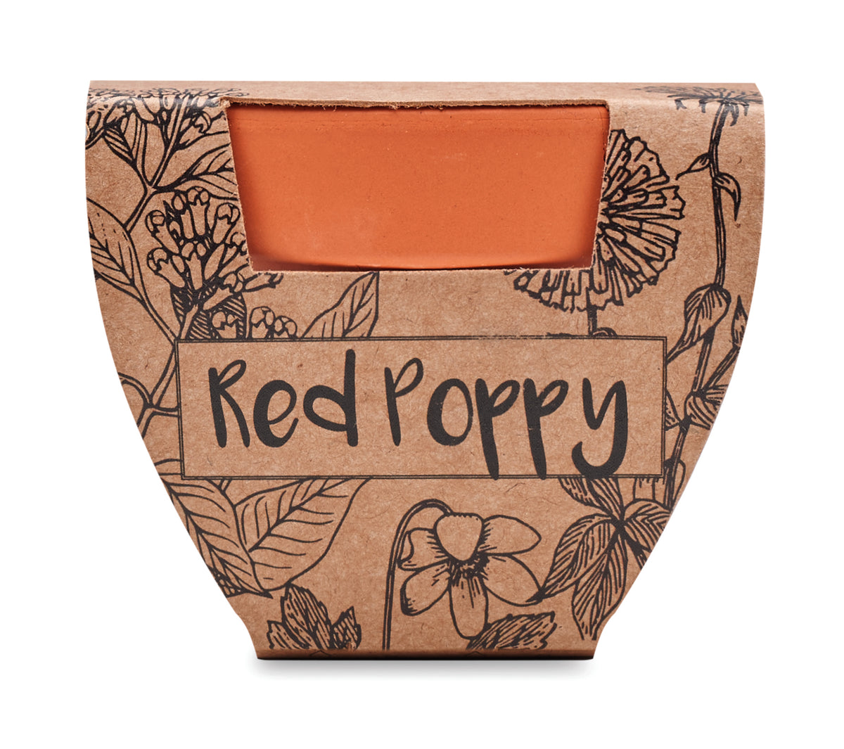 RED POPPY – Terracotta pot 'poppy' – item picture side