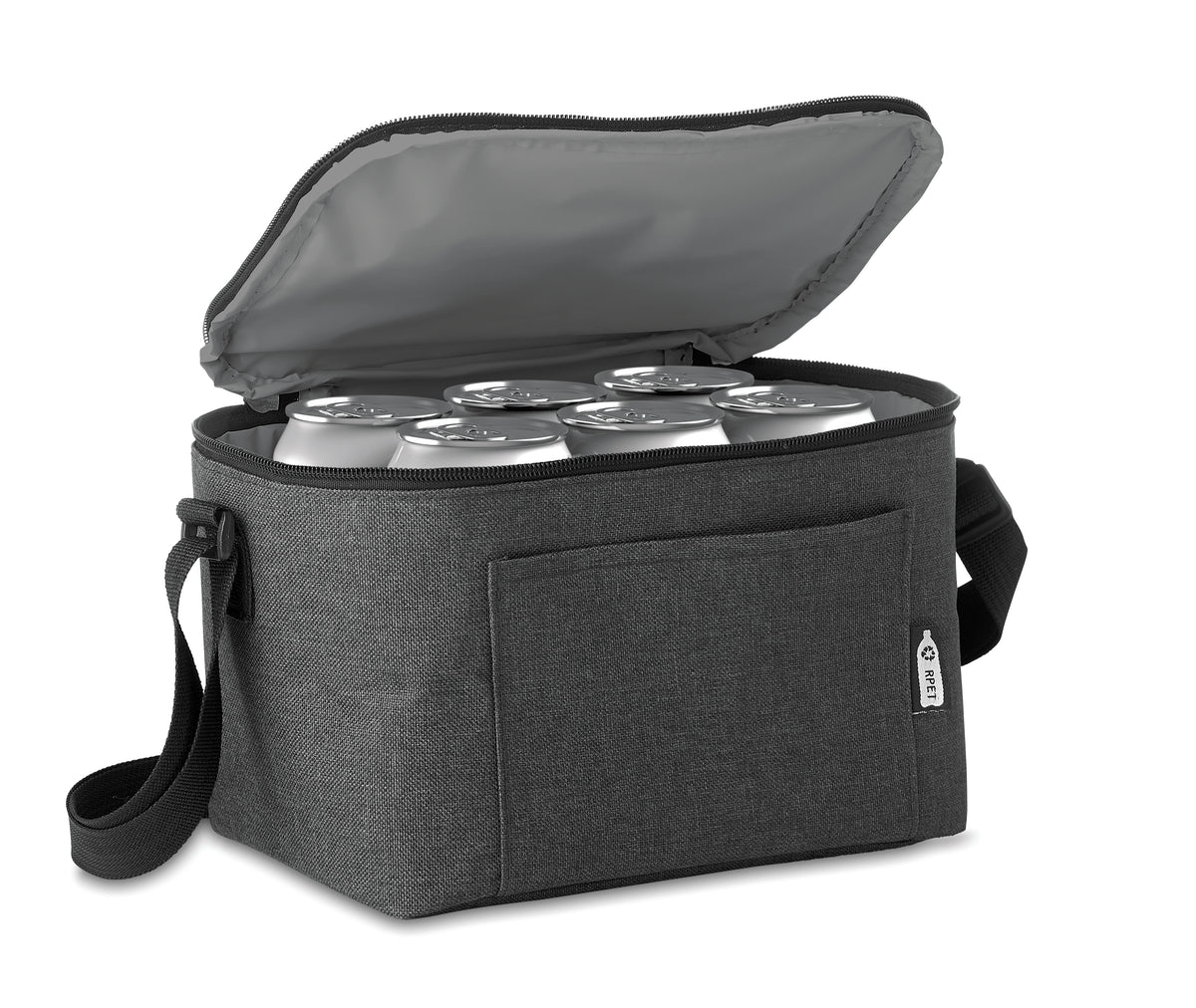 CUBA – 600D RPET Cooler bag for cans – item picture open