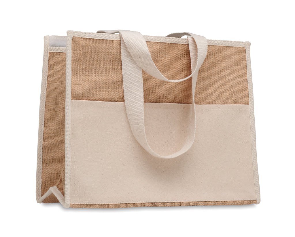 CAMPO DE GELI – Jute and canvas cooler bag – Beige