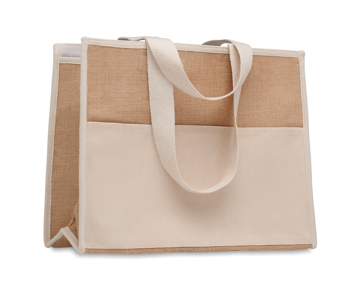 CAMPO DE GELI – Jute and canvas cooler bag – Beige