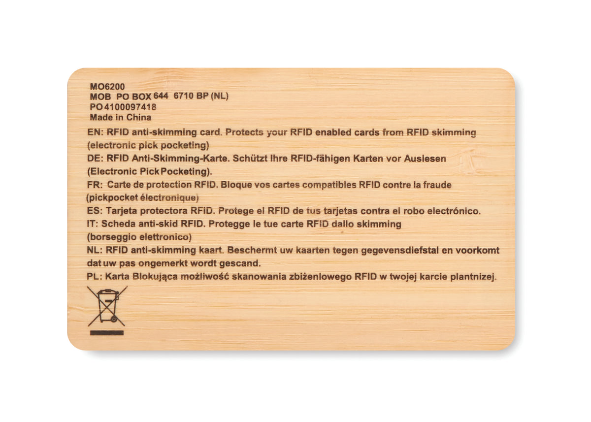 CUSTOS + – RFID card in bamboo material – item picture back