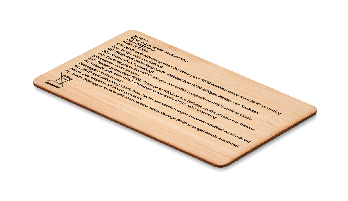 CUSTOS + – RFID card in bamboo material – item picture side