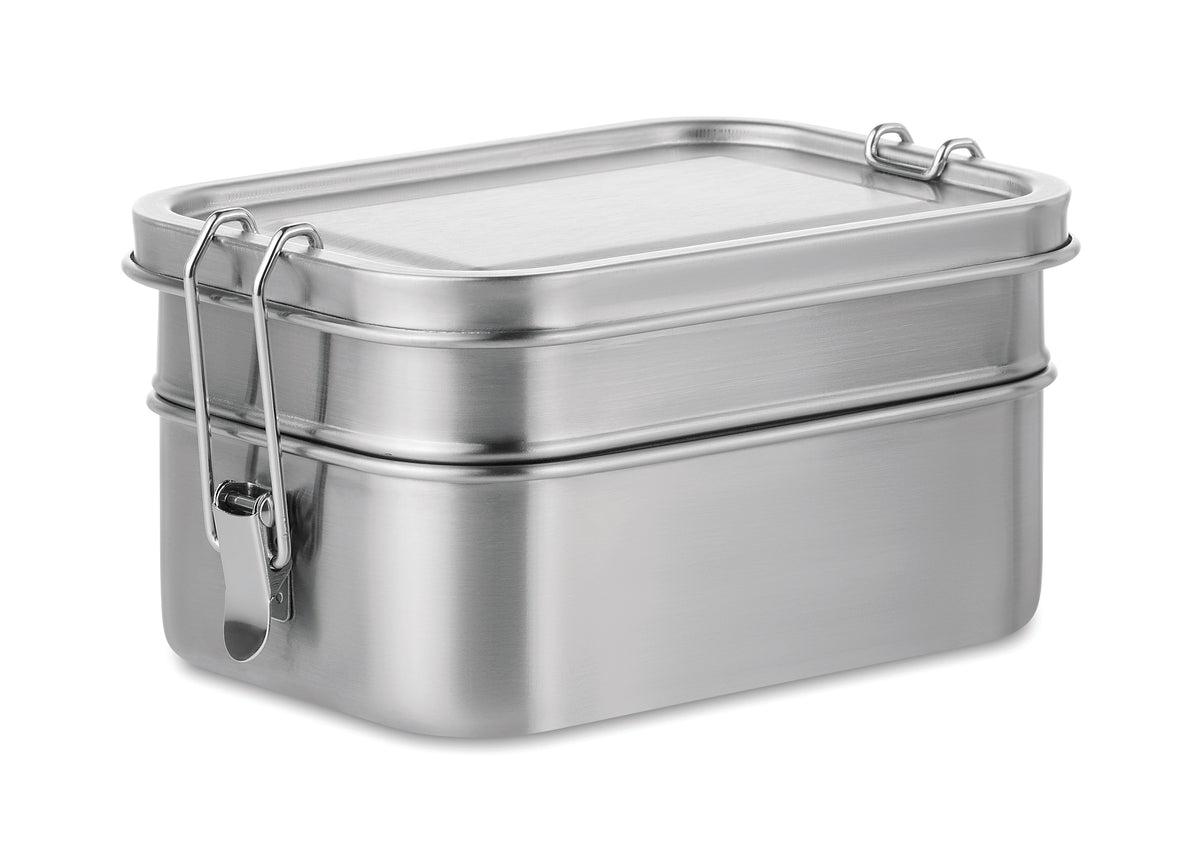 DOUBLE CHAN – Stainless steel lunch box – Matt Silver