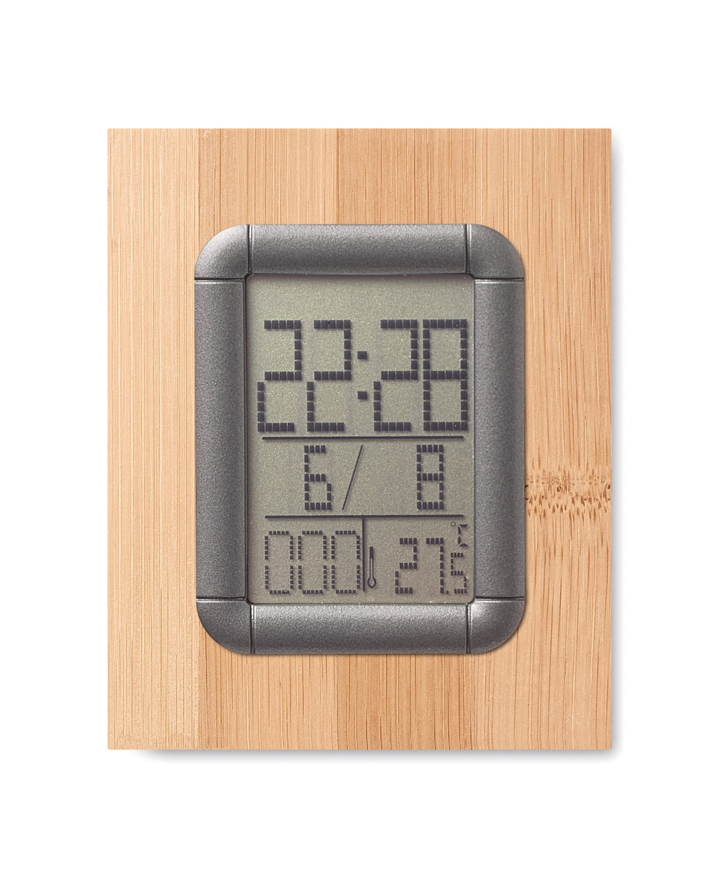 MANILA – Bamboo pen holder and LCD clock – item picture top