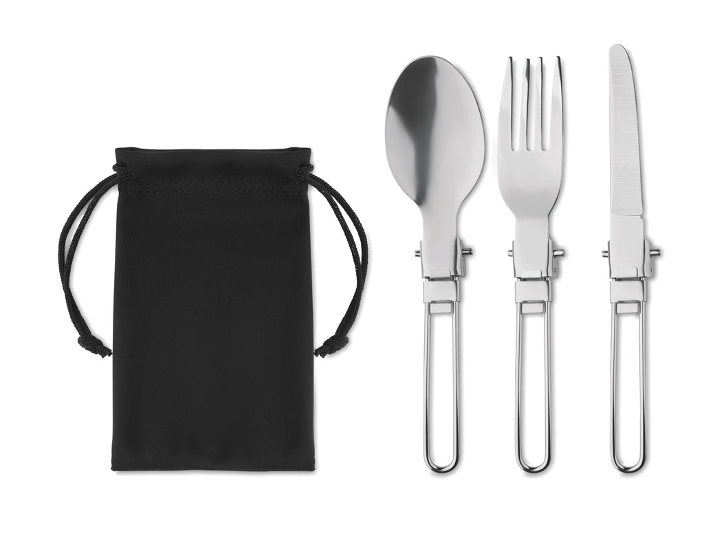 STAPI SET – 3-piece camping cutlery set – Black