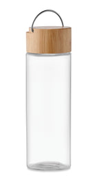 AMELAND – Glass bottle 500ml, bamboo lid – Transparent