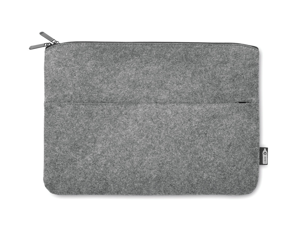 TOPLO – RPET felt zipped laptop bag – Grey