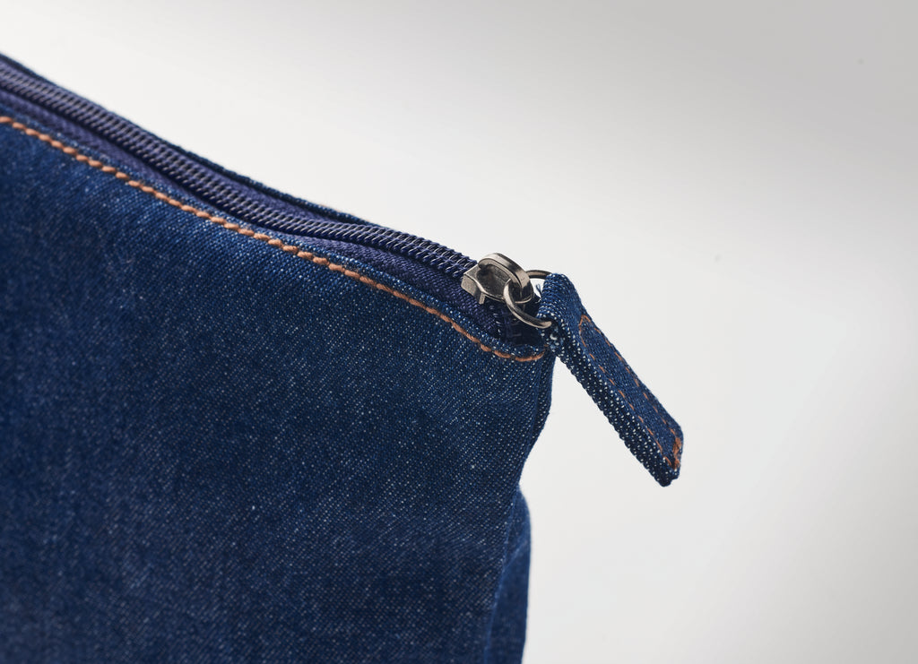 STYLE POUCH – Recycled denim cosmetic pouch – item detail picture