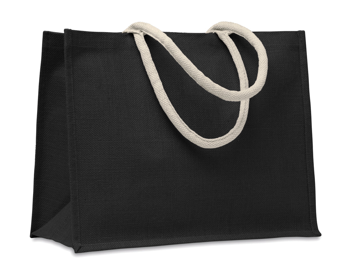 AURA – Jute bag with cotton handle – Black