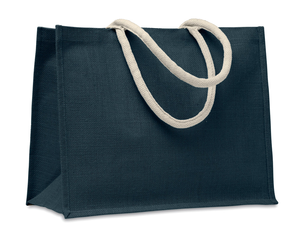 AURA – Jute bag with cotton handle – Blue