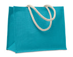 AURA – Jute bag with cotton handle – Turquoise