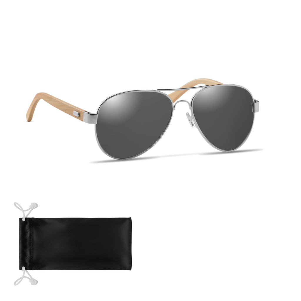 HONIARA – Bamboo sunglasses in pouch – Black