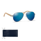 HONIARA – Bamboo sunglasses in pouch – Blue