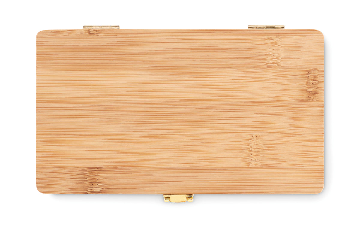 GALLAWAY – 21 pcs tool set in bamboo case – item picture open