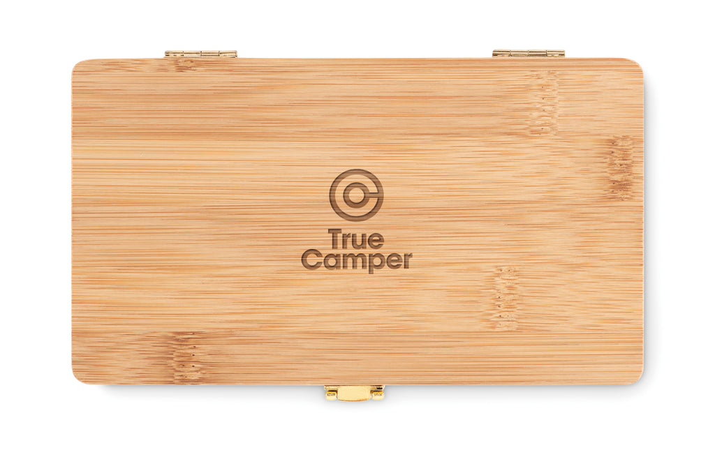 GALLAWAY – 21 pcs tool set in bamboo case – item picture printed