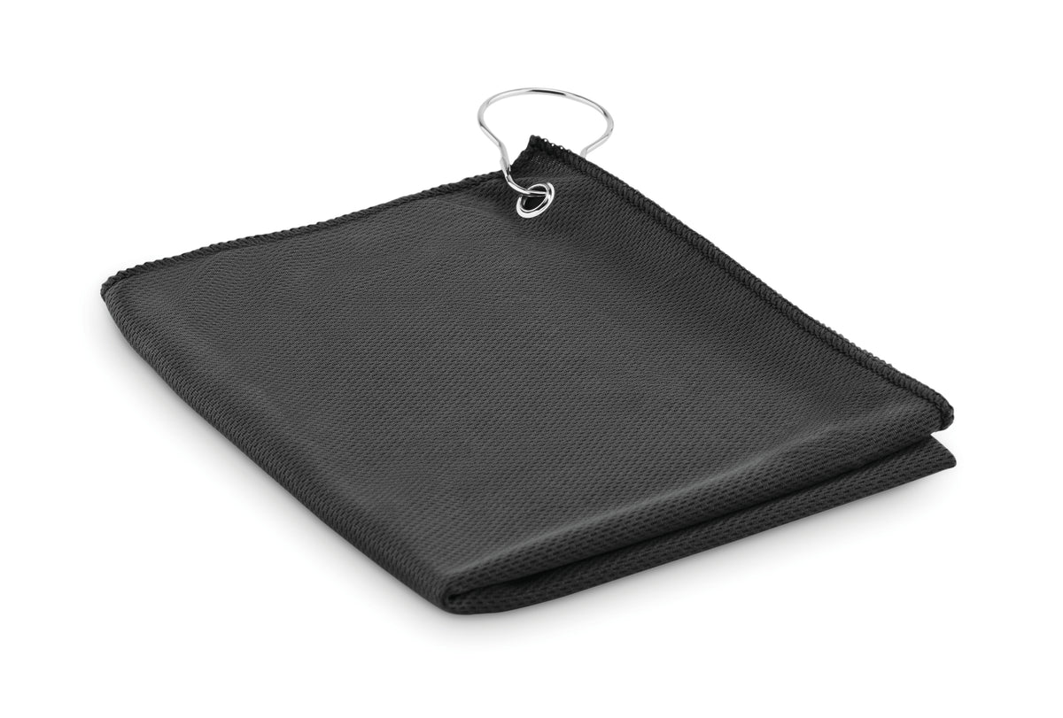 TOWGO – RPET golf towel with hook clip – item picture side