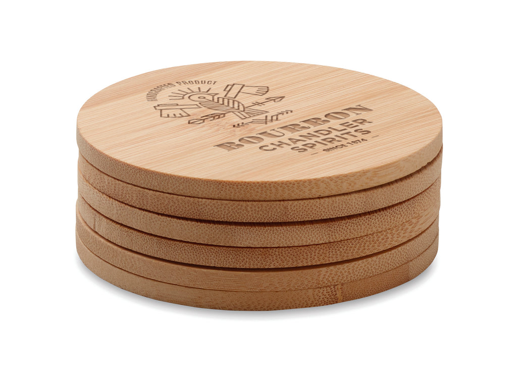 BAYIN SET – Set of 6 bamboo coasters – item picture printed