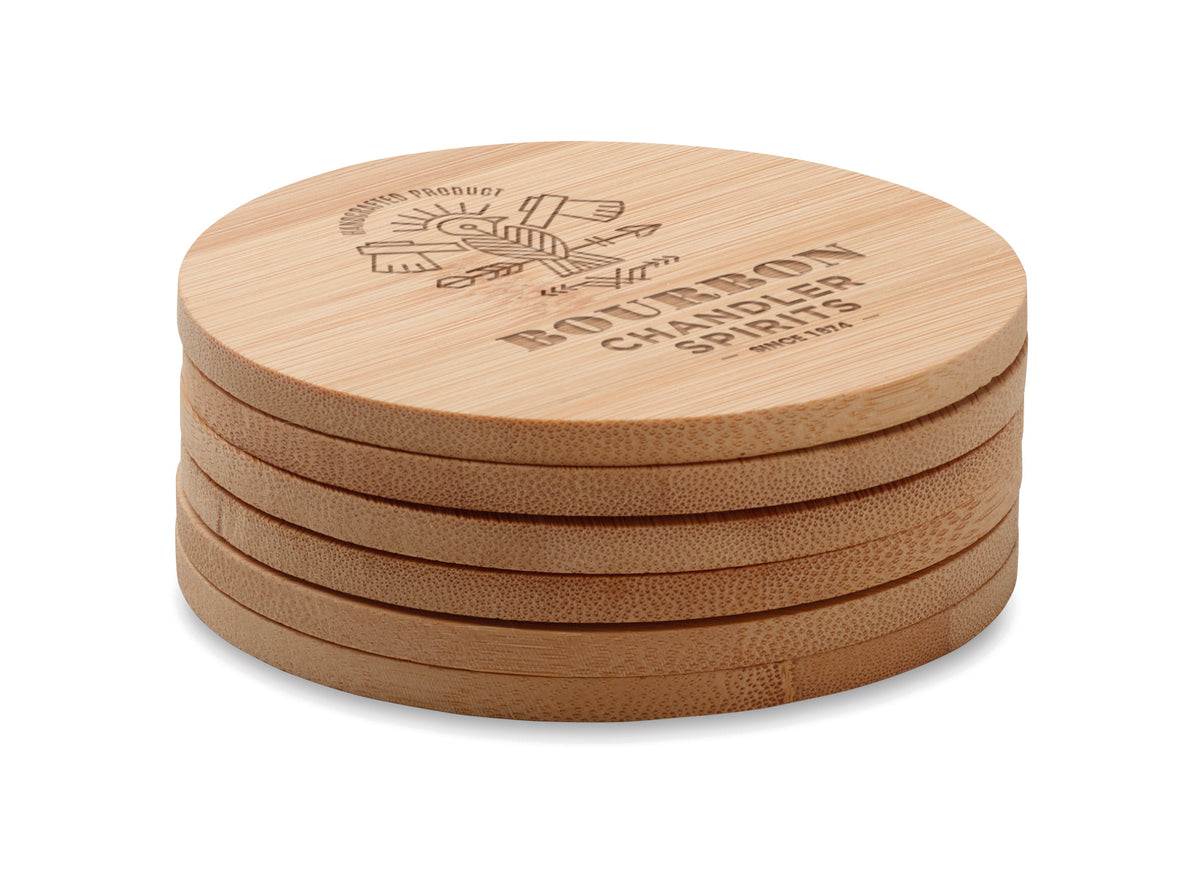 BAYIN SET – Set of 6 bamboo coasters – item picture printed