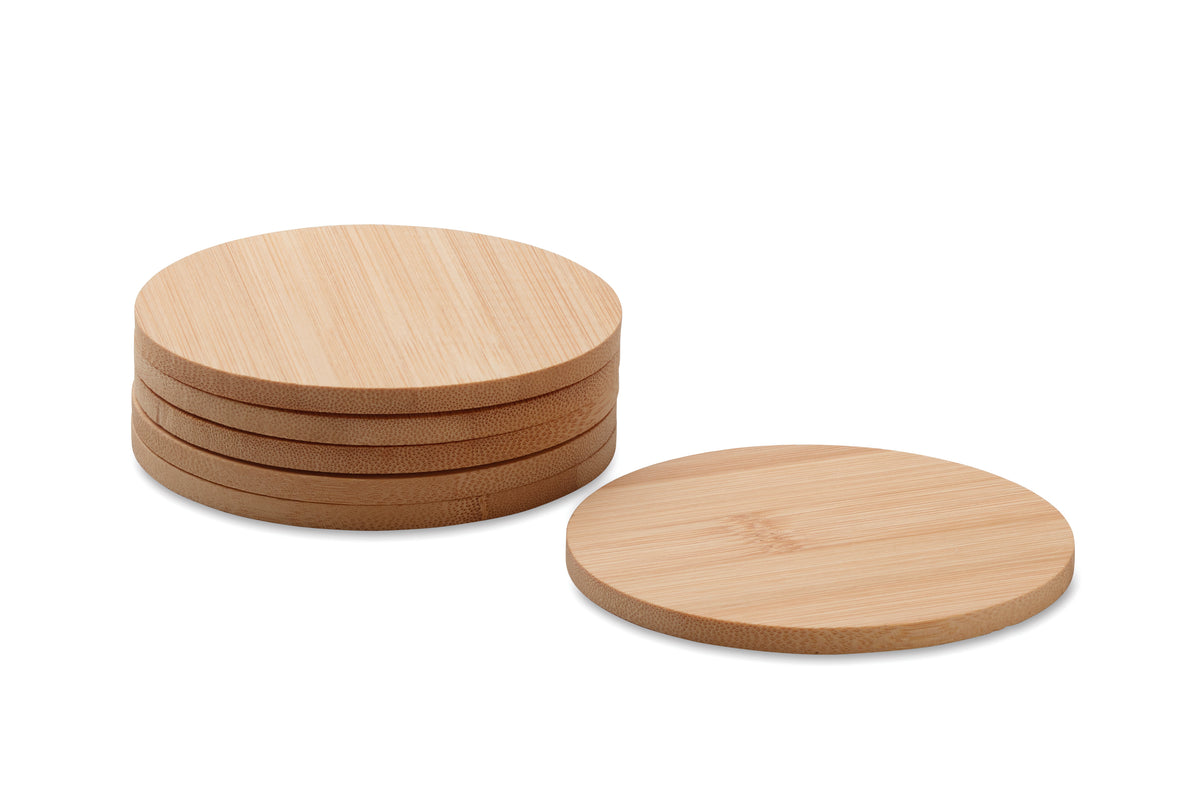 BAYIN SET – Set of 6 bamboo coasters – item picture top