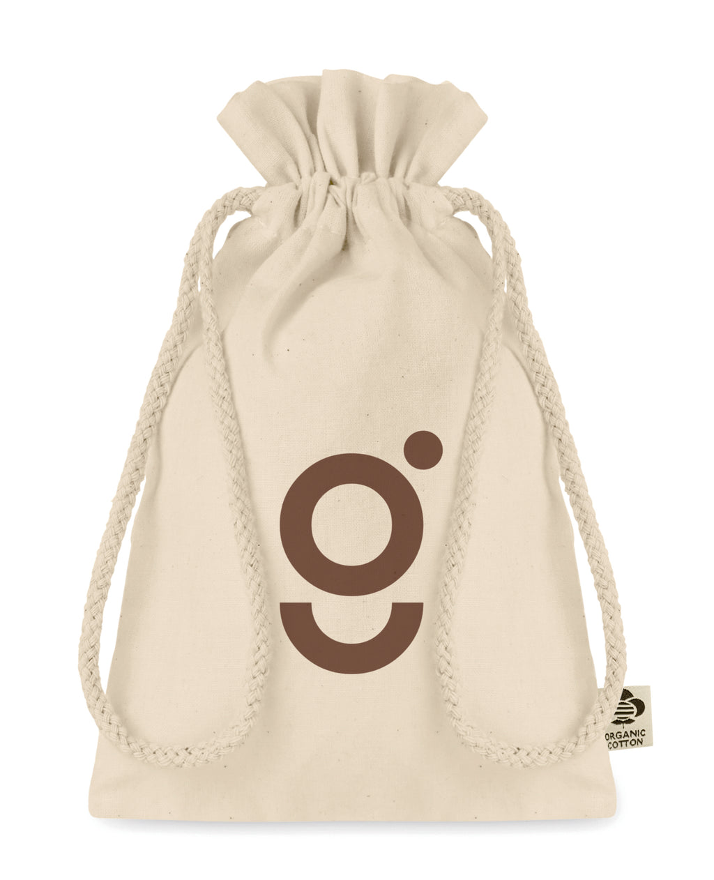 AMBER SMALL – Small organic cotton gift bag – item picture printed