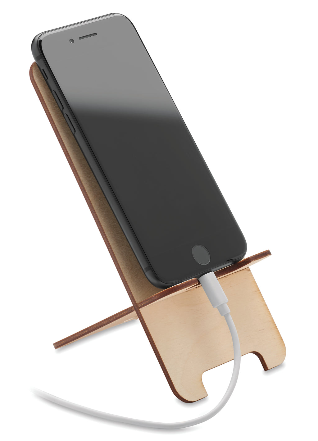 GROUW STAND – Birch Wood phone stand – item picture side