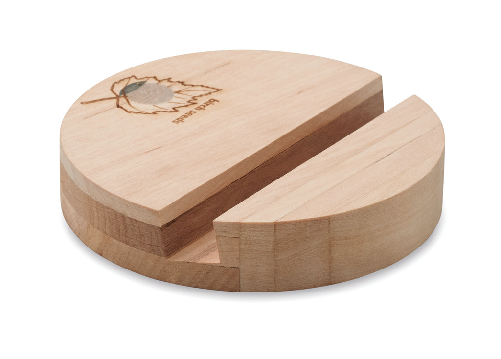 GROW ROUND STAND – Birch Wood phone stand – item picture open